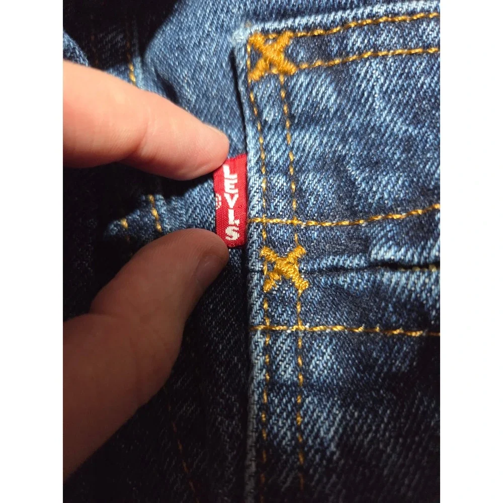 Levi's Ribcage Bell Jeans Womens 27 Blue Big E High Rise Flare Raw Hem 00088